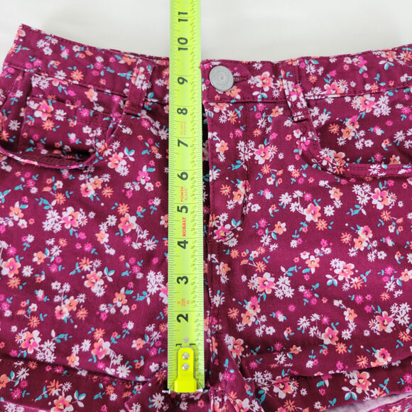 SO Shorts Juniors 7 Multicolor Mid Rise Womens Colorful Floral Pockets Maroon - Picture 5 of 14